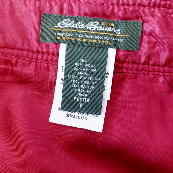 Red‎ Plaid Wool Wrap Maxi Skirt size 8 Petite Eddie Bauer Wool #5289 Christmas - Picture 3 of 8